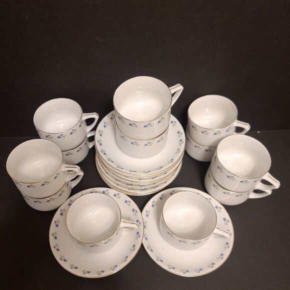 Antique J&C Bavaria Blue Floral Gold Gilt Rim‎ Cup and Saucer 1898-1923 - Picture 6 of 9